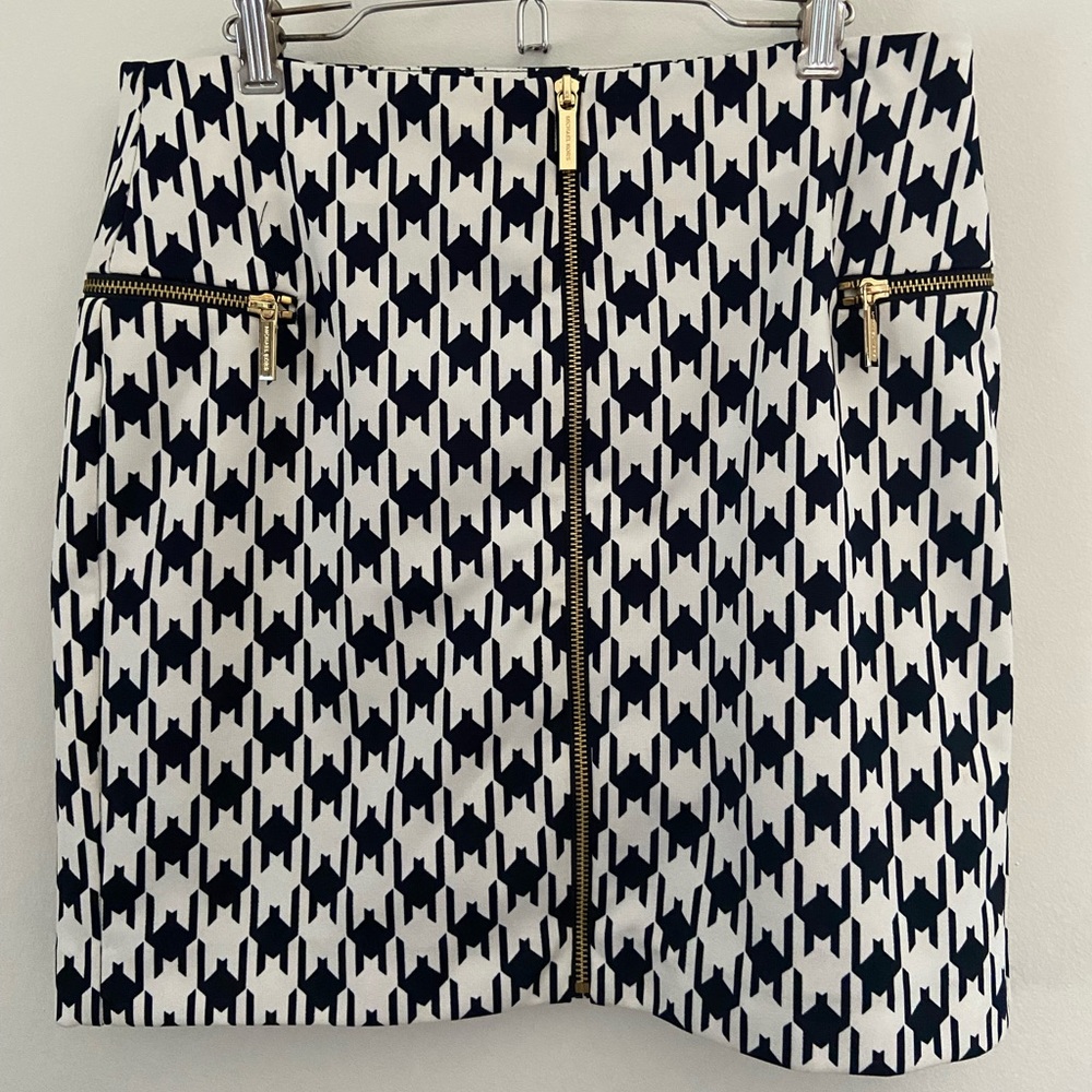 Navy Blue and White MK Skirt with Gold Zippers